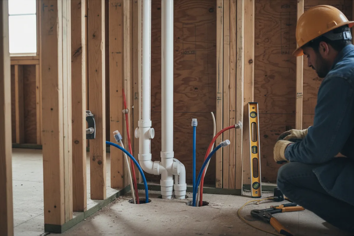 Drain and supply rough-in during Drain Cleaning in Cedarville